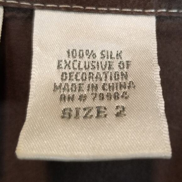 Zenergy by Chico's 100% Silk Lightweight Zip Front Jacket Brown Size Large - Picture 4 of 7